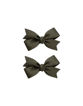 Olive Green Grosgrain Bow Clips